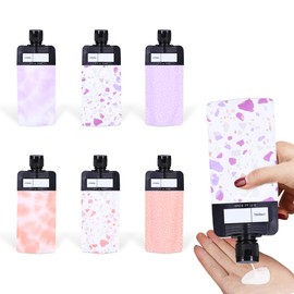 WUSJCOF 6 Piece Refillable Leak-Proof Travel Bottles Set, Empty Squeeze Bags for Liquid Make-Up, Shampoo and Conditioner, Travel Containers (90 ml)