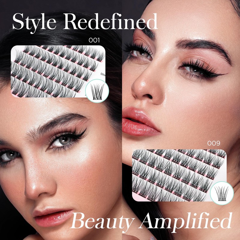 BEYELIAN CDD01+ CDD09 Individual Eyelashes, Cluster Eyelashes, 144 Pieces, 10-16