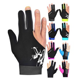 8Rabbit, Billiard Gloves, Ambidextrous, 3 Fingers, Unisex (Gray), M), gray