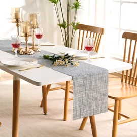 LRartdeco Modern Table Runner Grey White Table Runner Washable Heat-Insulated PVC Table Runner Table Decoration for Garden Party Low Table 30 x 135 cm