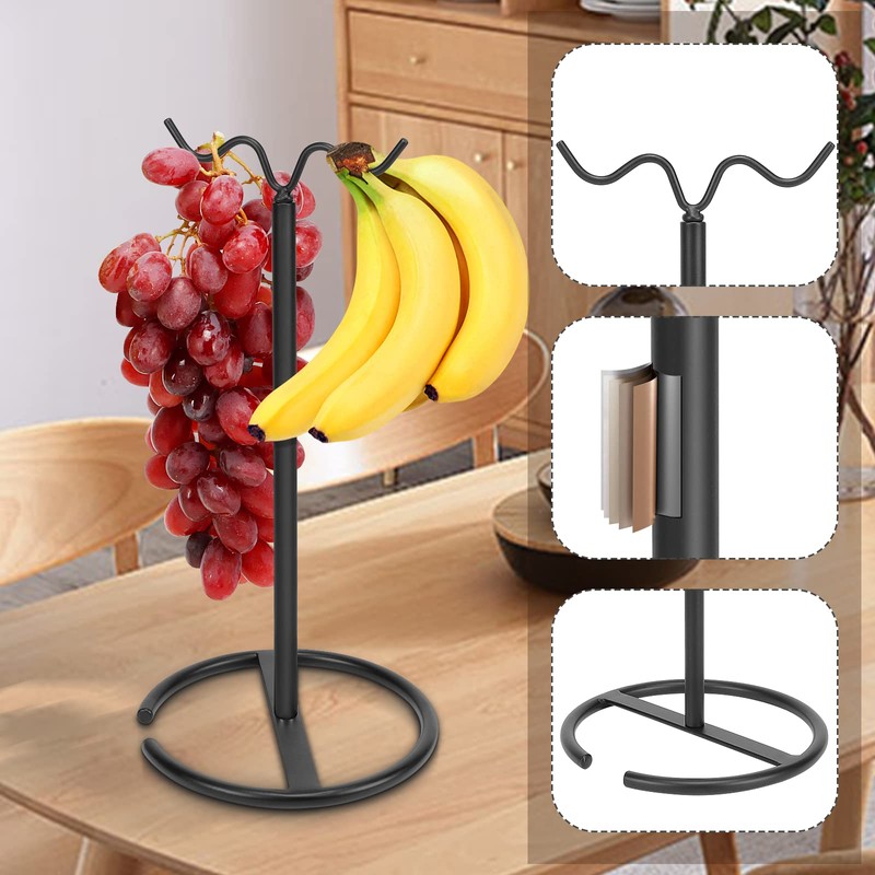 Winmien Double Hooks Standing Banana Holder, Banana Hanger Tree Stand