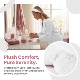 Gift Set Includes Ultra-Soft Faux Fur Eye mask with Headband Storage Bag Light-Blocking Comfortable Sleep mask 2PACK