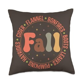 KJJ Fall Bonefires Flannel Leaves Hayrides Cider Boots Autumn Throw Pillow, 18x18, Multicolor
