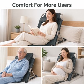 Lifting Bed Backrest Floor Chair for Comfortable Sitting - 6-Speed Adjustable Support with Head Pillow for Bedroom and Camping
