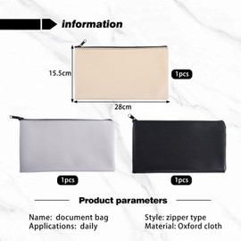 3 Pieces Leather Money Bag, Cash Storage Bag, Bill Storage Bag, Portable Bank Bag, Multi-Functional Document Bag