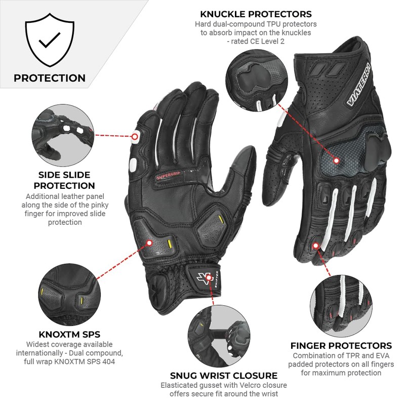 ViaTerra Shifter Short Leather Motorcycle Riding Gloves | Knox SPS