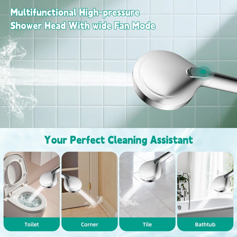Hibbent High Pressure Shower Head with Handheld 10 Settings Spray