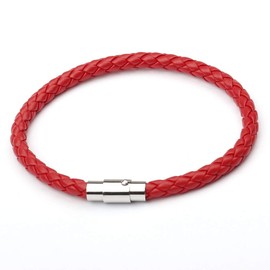 ZENSE - Braided Leather Bracelet for Men in red Color ZB0258