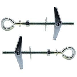 M6 x 80mm Butterfly Anchors Spring Toggles with Closed Hook for Plasterboard Hollow Wall Fixings (Pack of 2) - A10C 6x80_2