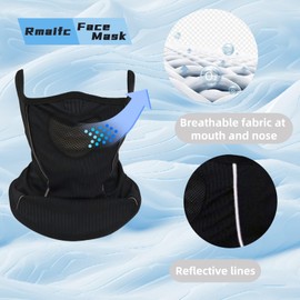 Rmaifc Neck Gaiter Face Cover Windproof Scarf with Reflective Strip Neck Warmer for Riding Motorcycle Mountaineering Wind And Sand Protection Reflective Face Ski Mask Padded Scarf