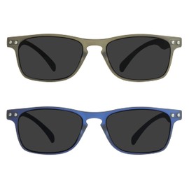 proSPORT Reading Sunglass Reader +2.00 Men Women Flexible Light-Weight NOT BIFOCAL Grey and Blue Frame