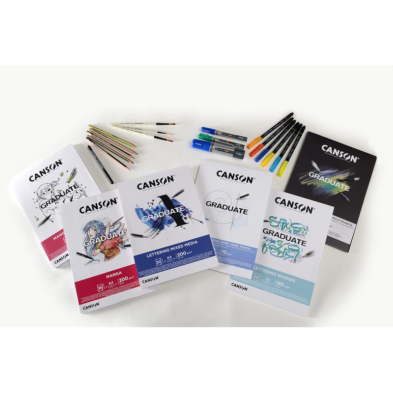 Canson Lettering C31250P026 A4 20 Sheets Satin 180 g White