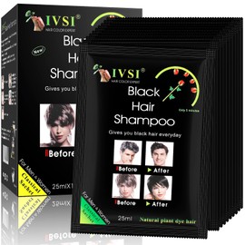 Yiciani 10 Pcs Black Hair Shampoo, Instant Black Hair Dye 100% Grey Coverage Natural Hair Ingredients Color Hair Dye for Men and Women (250ML)