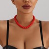 Cimenexe Bohemian Acrylic Bead Choker Necklace Acrylic Red Beaded Necklace