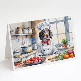 Caroline's Treasures English Setter The Chef Greeting Cards Pack of 8 Blank Cards with Envelopes Whimsical A7 Size 5x7 Blank Note Cards