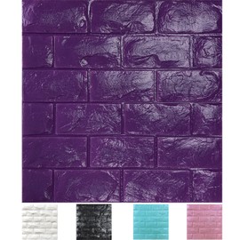 11PCS 3D Wall Panels Peel and Stick Faux Brick Wallpaper Purple Self Adhesive Foam Brick Paneling Faux Stone Wall Panels (11PCS, Purple)