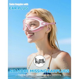 Aegend New Adult Wide View Swim Goggles, Anti-Fog/UV No Leak Swimming Goggles with Ear Plugs for Men & Women