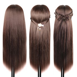 Aofadaning Hair Doll Head - DIY set with free table clips - Perfect for make-up artists, teenage girls and hairdressers - Mannequin head with hair for practising and getting creative (Black)