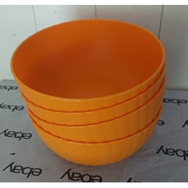 Mainstays new 4 pcs Mainstays Plastic ribbed ,Cereal Bowls orange