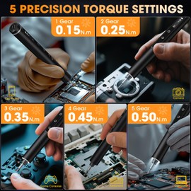3.7V Mini Electric Screwdriver,Cordless Precision Screwdriver Set,50 in1 Magnetic Bits,Small Repair Tool Kit with Magnetic Storage,5 Torque, LED Display for Electronics Computer,Phone,Glasses,Watch