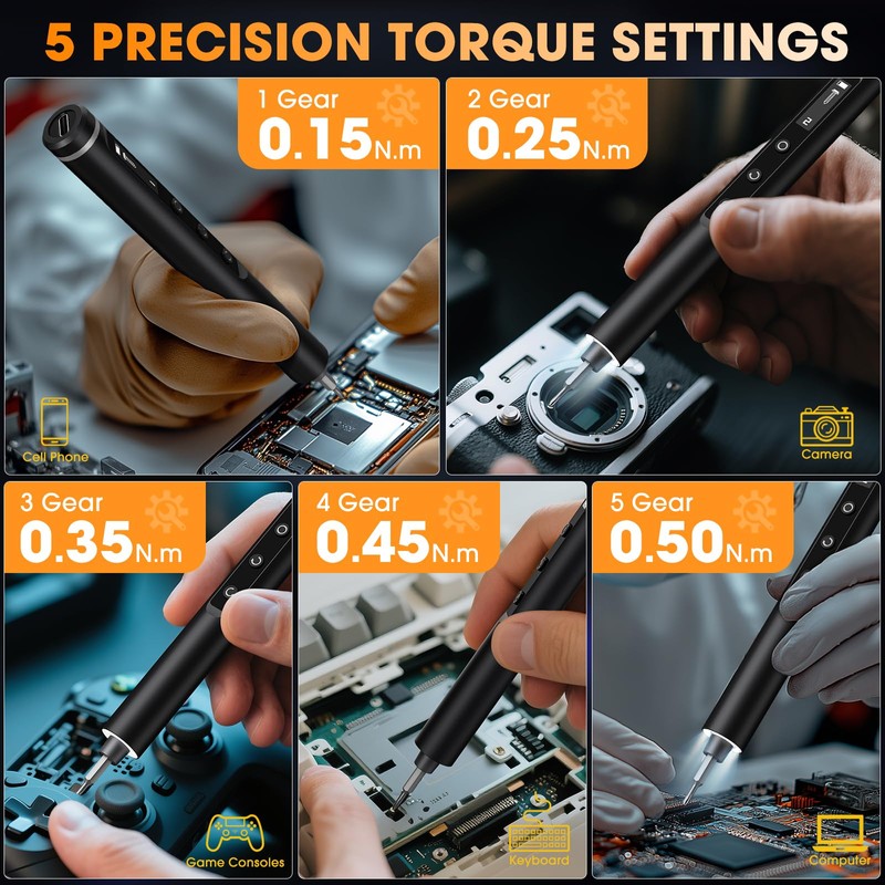 3.7V Mini Electric Screwdriver,Cordless Precision Screwdriver Set,50 in1 Magnetic Bits,Small