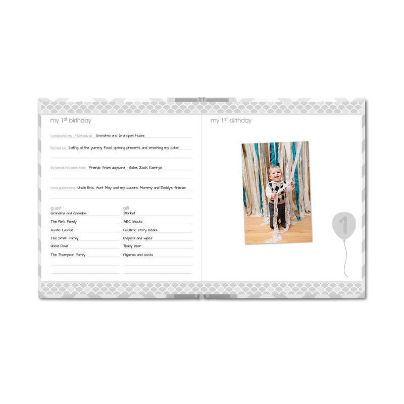 Pearhead First 5 Years Chevron Baby Memory Book, Clean-Touch Baby