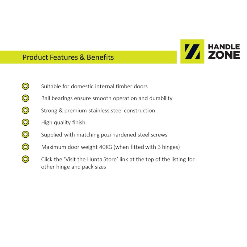 HANDLEZONE® Door Hinges 1 Pair 76mm / 3 inch Ball