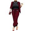 SOMTHRON Women's Houndstooth Print 2 Piece Outfit Zip Up Long