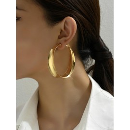 Chunky Gold Earrings for Women Trendy Big Hoop Earrings for Women Gold Statement Earrings Large Gold Hoops Gold Chunky Earrings Bold Thick Chunky Gold Jewelry