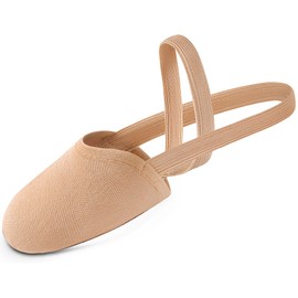 Tegmk Women's Stretch Canvas Half Dance Soles Pirouette Lyrical Turners Ballet Shoes(1E76) Nude