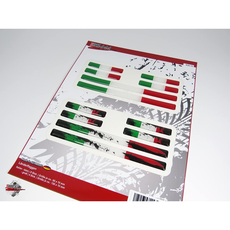 BIKE-label Italy 3D Sticker Flags Pack of 12 Stickers Car