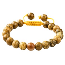 Amazing Gemstone Picture Jasper Bracelet for Women Men's Gifts - Protection Healing Crystal Bracelet - 8mm Beaded Adjustable Bracelet Pulseras Para Hombres Mujer Stocking Stuffers