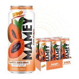 De Mi Pais Mamey Sapote Juice Zapote with Real Pulp & Chunks, Juice, Exotic & Refreshing Canned Beverage, Perfect for Groceries & Pantry, 16.57 Fl Oz, 6-Pack