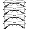 EYESPEX 4 Pack Reading Glasses for Men Woman, Metal Frame