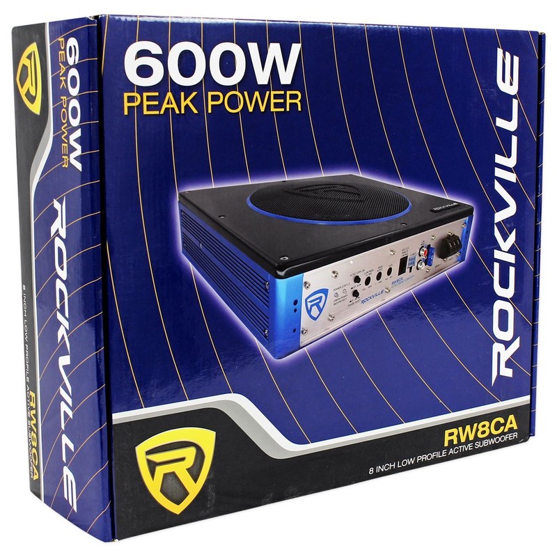 Rockville RW8CA 8" 600 Watt Low Profile Under-Seat Active Powered