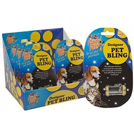PMS DOG BONE SHAPE BLING PET ID TAG ON SPRING CLIP 36 PDQ