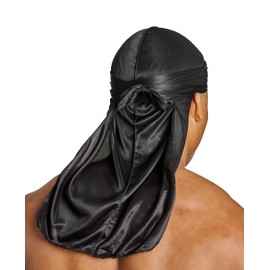 SHYNE Silky Durag - Black | Perfect for Waves, Braids & Locs | Premium Silk Du Rags for Men & Women | Wide & Long Tail | Ultra-Soft & Wrinkle Free Satin | Black-Owned Business