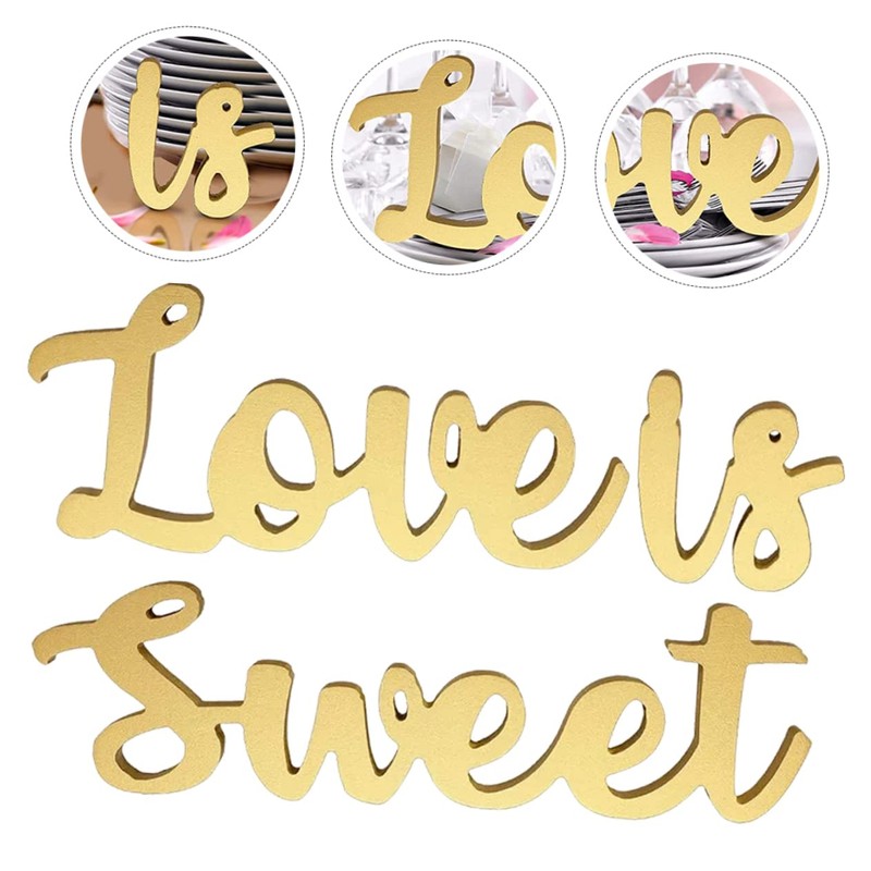 LABRIMP Wedding Table Sign Love is Wooden Letters Large Rustic