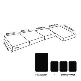 Haohighyoo Chaise Section Covers 4 Pieces Velet Stretch Couch Covers, Pet Friendly Washable Left/Right L Shaped Sofa Cover, Couch Cushion Cover for Living Room (3 Seater+1 Chaise,Army Green)