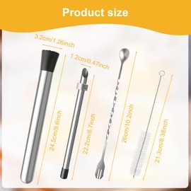 4Pcs Straw Puncher and Muddler Set for Lemonade Plastic Lids Cups, Stainless Steel Straw Hole Puncher Punching Tools for Cafe Drinks Container Squeezed Fresh Lemonade Stand Supplies