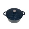 5Qt Navy Enamel Cast Iron Dutch Oven with Silver Knob
