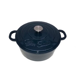 5Qt Navy Enamel Cast Iron Dutch Oven with Silver Knob