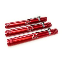 ICE Medical LED Nurses Penlight/Pentorch Pocket Torch Light Reusable with Pocket Clip for Pupil Exam Doctor Paramedic (Red, 3 x Penlights no case)