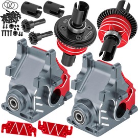 BRCatWPark RC Front Rear Gearbox Case & 43T Differential w/10T Main Gear Upgrades Part for 1/7 Big Rock/Mojave/Fireteam 6S BLX,1/8 Kraton/Outcast/Notorious/Talion 6S BLX & EXB,Part#AR310854,Red