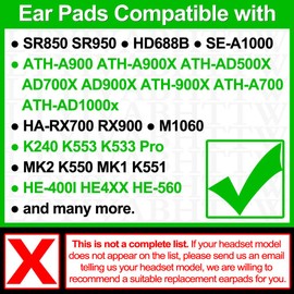 Replacement Ear Pads for Headphones, Compatible with HD668B, SR850s, HARX700, K 240 K240S/K550/K553 Pro/MK2/MK1/K551, ATH-AD1000X, HE-400I, M1060 Headphones Velvet 110mm