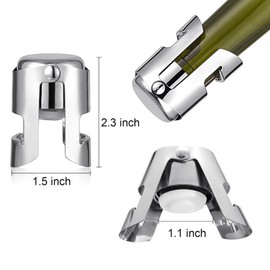Tessco 24 Pcs Stainless Steel Champagne Stopper Reusable Bottle Sealer Wine Corker Champagne Cork Stopper with a Built in Sealing Plug Compact Champagne Saver Plug for Cava Prosecco (Silver)