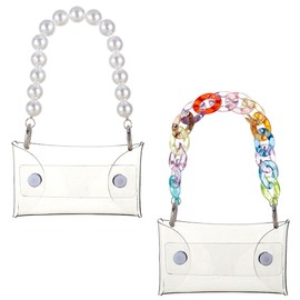 OLYCRAFT 2 Style PVC Mini Wallet Key Ring 21.5 cm Coin Purse Key Ring Transparent Hand Purse with Transparent Plastic Cushion Covers for Storage of Coins, White