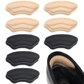 8-Pairs Heel Grips Liner Cushions Inserts for Loose Shoes, Heel Pads Snugs for Shoe Too Big Men Women, Filler Improved Shoe Fit and Comfort (16 Packs) (Black+Pale Apricot)