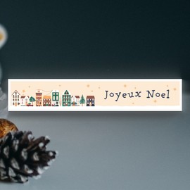 Global Designs Joyeux Noel Snowy Street Scene Festive Standing Wooden Block Christmas Decor