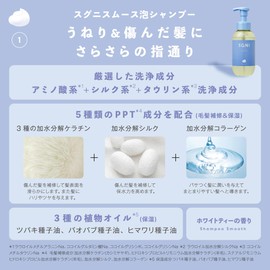 Suguni SGNI Smooth Foam Shampoo 16.9 fl oz (480 ml) & Moist Treatment, 7.1 oz (200 g), Set [Spreading Hair with Pasha, Damage Repair]